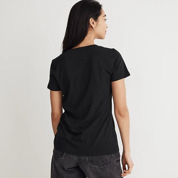 Madewell Whisper Cotton V-Neck Tee in True Black Size XS NWT - Picture 2 of 10